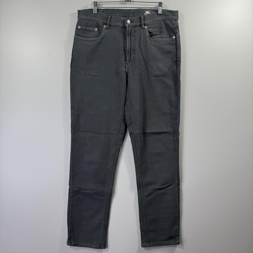 Faherty Jeans Mens 33x30 Dark Gray Straight Leg Denim 5 Pocket Pants Casual